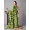 Generic Women's Chanderi Cotton Batik Printed Saree With Unstitched Blouse 5.5Mtr (Green)
