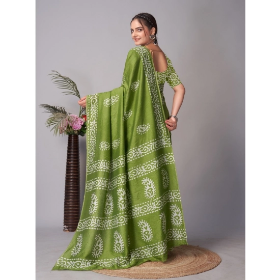 Generic Women's Chanderi Cotton Batik Printed Saree With Unstitched Blouse 5.5Mtr (Green) Generic Women's Chanderi Cotton Batik Printed Saree With Unstitched Blouse 5.5Mtr (Green)