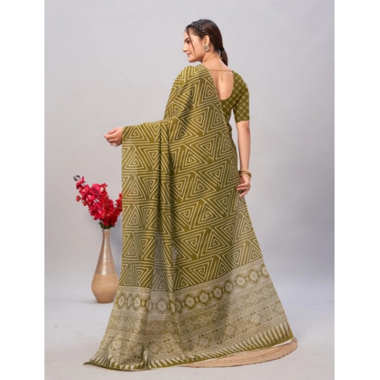 Generic Women's Cotton Ajrakh Printed Saree With Unstitched Blouse 5.5Mtr (Green) Generic Women's Cotton Ajrakh Printed Saree With Unstitched Blouse 5.5Mtr (Green)