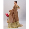Generic Women's Cotton Ajrakh Printed Saree With Unstitched Blouse 5.5Mtr (Mehendi green)