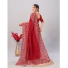 Generic Women's Cotton Ajrakh Printed Saree With Unstitched Blouse 5.5Mtr (Red)