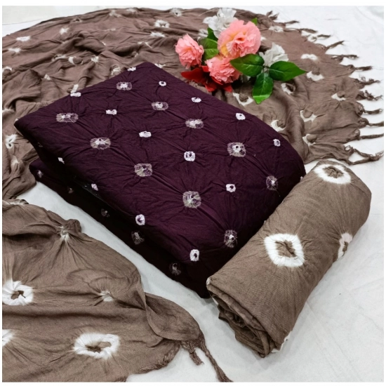 Generic Women's Rayon Printed Unstitched Salwar Suit Material With Dupatta 2.3Mtrs (Wine)