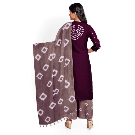 Generic Women's Rayon Printed Unstitched Salwar Suit Material With Dupatta 2.3Mtrs (Wine)