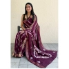 Generic Women's Cotton Shibori Printed Saree With Unstitched Blouse 5.5Mtr (Wine)
