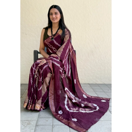 Generic Women's Cotton Shibori Printed Saree With Unstitched Blouse 5.5Mtr (Wine) Generic Women's Cotton Shibori Printed Saree With Unstitched Blouse 5.5Mtr (Wine)