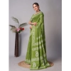 Generic Women's Chanderi Cotton Batik Printed Saree With Unstitched Blouse 5.5Mtr (Green)