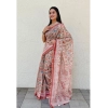 Generic Women's Cotton Slub Printed Saree With Unstitched Blouse 5.5Mtr (Red)