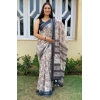 Generic Women's Cotton Slub Printed Saree With Unstitched Blouse 5.5Mtr (Grey)