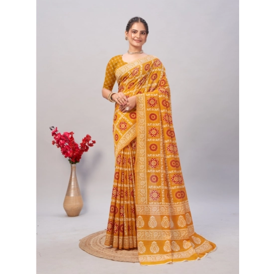 Generic Women's Cotton Ajrakh Printed Saree With Unstitched Blouse 5.5Mtr (Mustard) Generic Women's Cotton Ajrakh Printed Saree With Unstitched Blouse 5.5Mtr (Mustard)