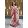 Generic Women's Cotton Ajrakh Printed Saree With Unstitched Blouse 5.5Mtr (Red)