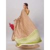 Generic Women's Cotton Ajrakh Printed Saree With Unstitched Blouse 5.5Mtr (Green)