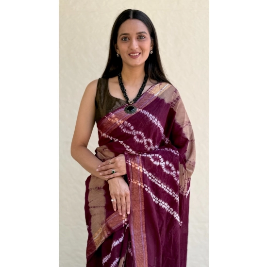 Generic Women's Cotton Shibori Printed Saree With Unstitched Blouse 5.5Mtr (Wine) Generic Women's Cotton Shibori Printed Saree With Unstitched Blouse 5.5Mtr (Wine)