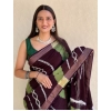 Generic Women's Cotton Shibori Printed Saree With Unstitched Blouse 5.5Mtr (Coffee)