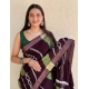 Generic Women's Cotton Shibori Printed Saree With Unstitched Blouse 5.5Mtr (Coffee)