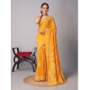 Generic Women's Chanderi Cotton Batik Printed Saree With Unstitched Blouse 5.5Mtr (Yellow)