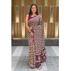 Generic Women's Cotton Ajrakh Printed Saree With Unstitched Blouse 5.5Mtr (Multicolor)