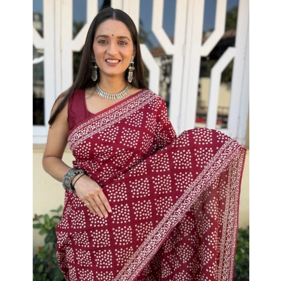 Generic Women's Cotton Ajrakh Printed Saree With Unstitched Blouse 5.5Mtr (Red) Generic Women's Cotton Ajrakh Printed Saree With Unstitched Blouse 5.5Mtr (Red)