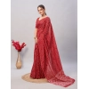 Generic Women's Cotton Ajrakh Printed Saree With Unstitched Blouse 5.5Mtr (Red)