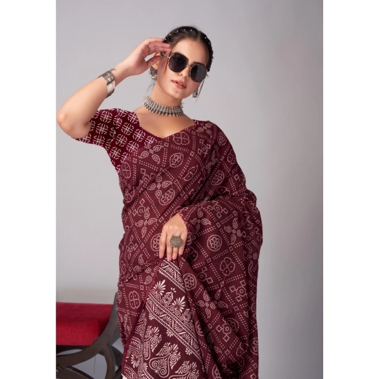 Generic Women's Cotton Ajrakh Printed Saree With Unstitched Blouse 5.5Mtr (Brown) Generic Women's Cotton Ajrakh Printed Saree With Unstitched Blouse 5.5Mtr (Brown)