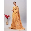 Generic Women's Cotton Ajrakh Printed Saree With Unstitched Blouse 5.5Mtr (Yellow)