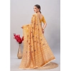Generic Women's Cotton Ajrakh Printed Saree With Unstitched Blouse 5.5Mtr (Yellow)