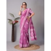 Generic Women's Chanderi Cotton Batik Printed Saree With Unstitched Blouse 5.5Mtr (Purple)