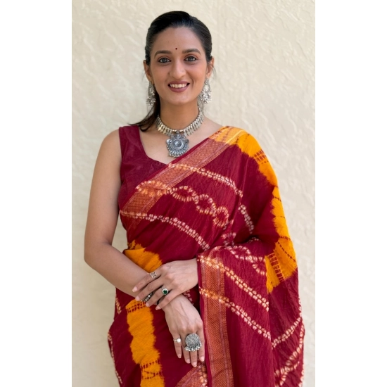 Generic Women's Cotton Shibori Printed Saree With Unstitched Blouse 5.5Mtr (Red) Generic Women's Cotton Shibori Printed Saree With Unstitched Blouse 5.5Mtr (Red)