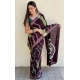 Generic Women's Cotton Shibori Printed Saree With Unstitched Blouse 5.5Mtr (Coffee)