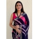 Generic Women's Cotton Shibori Printed Saree With Unstitched Blouse 5.5Mtr (Blue)