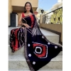 Generic Women's Cotton Shibori Printed Saree With Unstitched Blouse 5.5Mtr (Black)