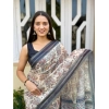 Generic Women's Cotton Slub Printed Saree With Unstitched Blouse 5.5Mtr (Grey)