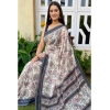 Generic Women's Cotton Slub Printed Saree With Unstitched Blouse 5.5Mtr (Grey)