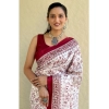 Generic Women's Bhagalpuri Silk Warli Printed Saree With Unstitched Blouse 5.5Mtr (Maroon)