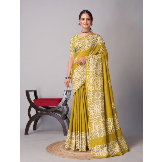Generic Women's Chanderi Cotton Batik Printed Saree With Unstitched Blouse 5.5Mtr (Mustard) Generic Women's Chanderi Cotton Batik Printed Saree With Unstitched Blouse 5.5Mtr (Mustard)