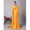 Generic Women's Chanderi Cotton Batik Printed Saree With Unstitched Blouse 5.5Mtr (Yellow)