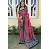 Generic Women's Cotton Ajrakh Printed Saree With Unstitched Blouse 5.5Mtr (Red)