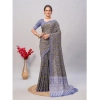 Generic Women's Cotton Ajrakh Printed Saree With Unstitched Blouse 5.5Mtr (Purple)