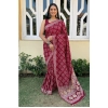 Generic Women's Cotton Ajrakh Printed Saree With Unstitched Blouse 5.5Mtr (Red)