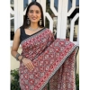 Generic Women's Cotton Ajrakh Printed Saree With Unstitched Blouse 5.5Mtr (Multicolor)