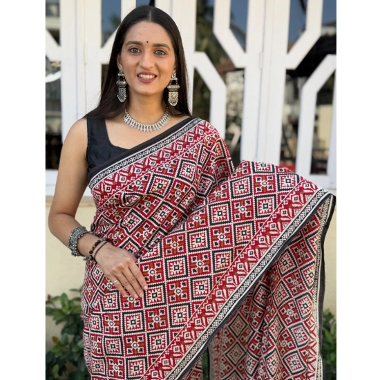 Generic Women's Cotton Ajrakh Printed Saree With Unstitched Blouse 5.5Mtr (Multicolor) Generic Women's Cotton Ajrakh Printed Saree With Unstitched Blouse 5.5Mtr (Multicolor)