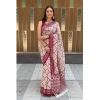 Generic Women's Cotton Ajrakh Printed Saree With Unstitched Blouse 5.5Mtr (Red)