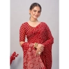 Generic Women's Cotton Ajrakh Printed Saree With Unstitched Blouse 5.5Mtr (Red)