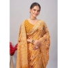 Generic Women's Cotton Ajrakh Printed Saree With Unstitched Blouse 5.5Mtr (Yellow)