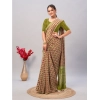 Generic Women's Cotton Ajrakh Printed Saree With Unstitched Blouse 5.5Mtr (Green)
