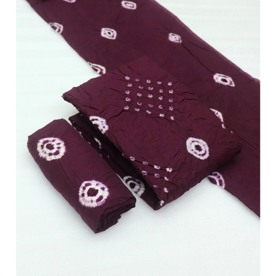 Generic Women's Chanderi Cotton Printed Unstitched Salwar Suit Material With Dupatta 2.3Mtrs (Wine)