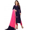 Generic Women's Rayon Printed Unstitched Salwar Suit Material With Dupatta 2.3Mtrs (Blue)