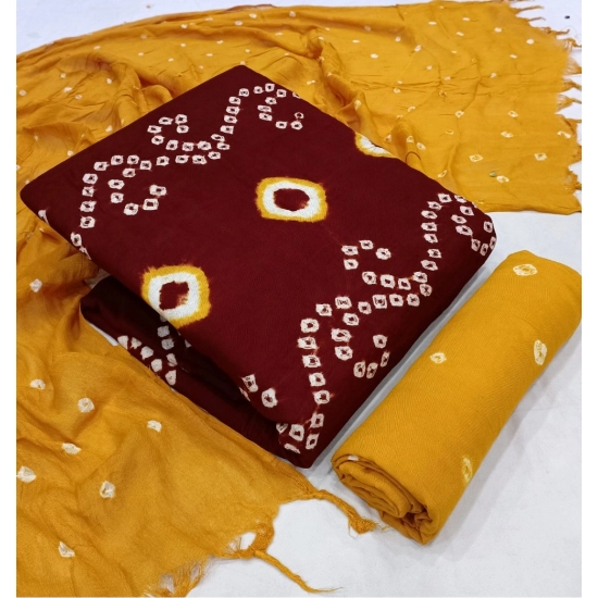 Generic Women's Rayon Printed Unstitched Salwar Suit Material With Dupatta 2.3Mtrs (Red)