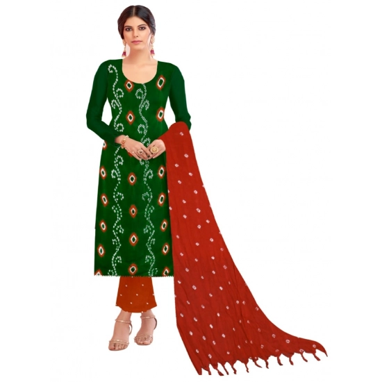 Generic Women's Rayon Printed Unstitched Salwar Suit Material With Dupatta 2.3Mtrs (Mehendi Green)