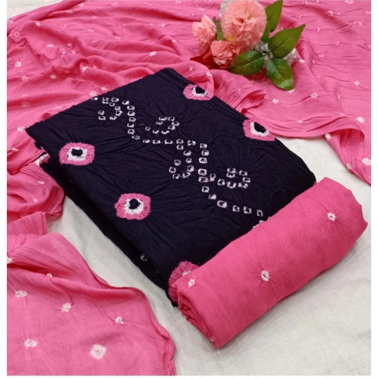 Generic Women's Rayon Printed Unstitched Salwar Suit Material With Dupatta 2.3Mtrs (Blue)