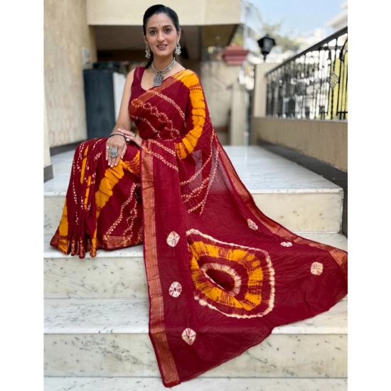 Generic Women's Cotton Shibori Printed Saree With Unstitched Blouse 5.5Mtr (Red) Generic Women's Cotton Shibori Printed Saree With Unstitched Blouse 5.5Mtr (Red)